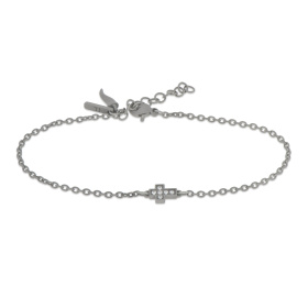 Bracelet en titane Mano J avec croix centrale et diamants blancs