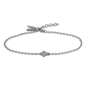 Bracelet en titane Mano J avec croix centrale et diamants bruns