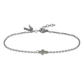 Bracelet en titane Mano J avec croix centrale et diamants verts