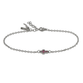 Bracelet en titane Mano J avec croix centrale et rubis