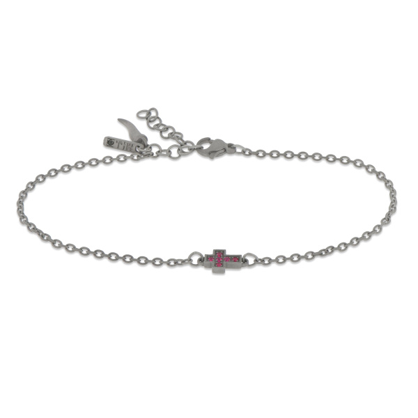 Bracelet en titane Mano J avec croix centrale et rubis