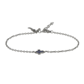 Bracelet en titane Mano J avec croix centrale et saphirs bleus