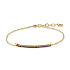 Bracelet minimaliste Mano J en or avec barre en or jaune 9 carats et chaîne en or jaune 9 carats