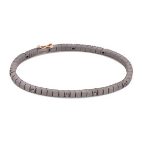 Bracelet de tennis classique Mano J en titane, or rouge 18 carats et 10 diamants noirs de 5 points