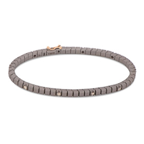 Bracelet de tennis classique Mano J en titane, or rouge 18 carats et 10 diamants bruns de 5 points