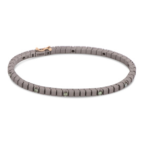 Bracelet de tennis classique Mano J en titane, or rouge 18 carats et 10 diamants verts de 5 points