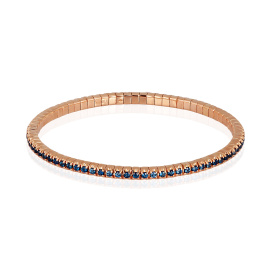 Bracelet de tennis élastique Mano J en or blanc 9 carats avec saphirs bleus