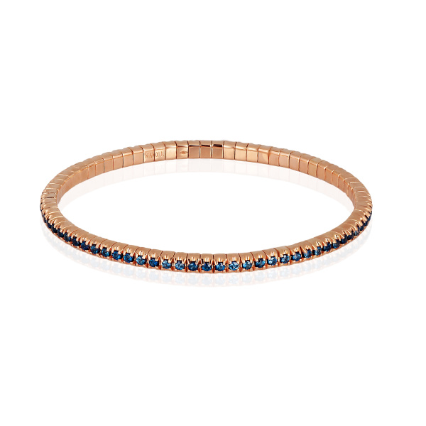 Bracelet de tennis élastique Mano J en or blanc 9 carats avec saphirs bleus