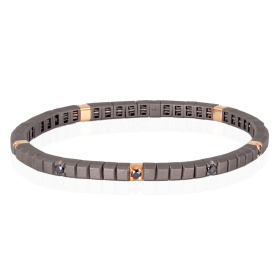 Bracelet de tennis Mano J en titane, or rouge 18 carats et 10 diamants noirs de 5 points