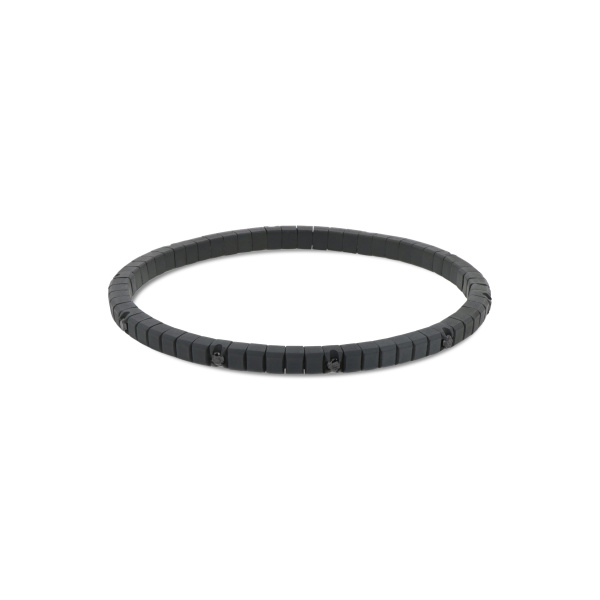 Bracelet de tennis Mano J ELASTIC LINE en titane noir et 10 diamants noirs de 5 points