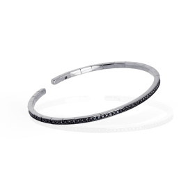 Bracelet de printemps pour homme Mano J en or blanc 18 carats entièrement serti de diamants noirs