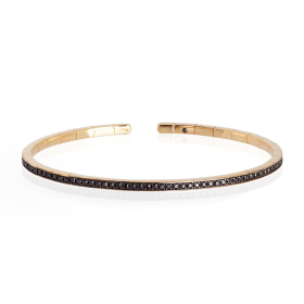 Bracelet de printemps pour homme Mano J en or jaune 18 carats, entièrement orné de motifs noirs en relief