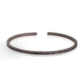 Bracelet de printemps pour homme Mano J en titane entièrement encastré avec 99 diamants noirs