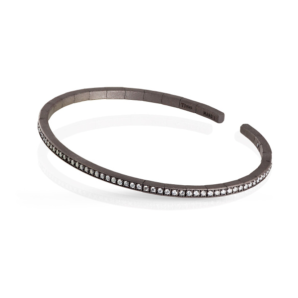 Bracelet de printemps pour homme Mano J en titane entièrement serti de 99 diamants blancs