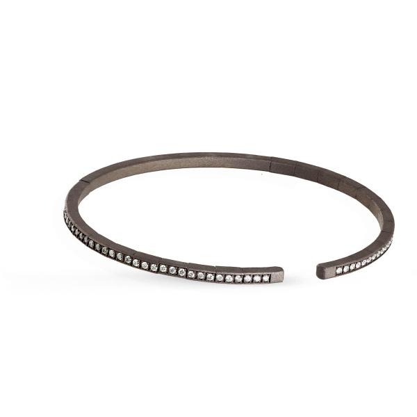 Bracelet de printemps pour homme Mano J en titane entièrement serti de 99 diamants blancs