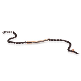 Bracelet pour homme Mano J, chaîne à œillets en titane, barre en or rouge 9 carats, diamants noirs