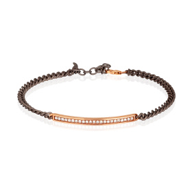 Bracelet pour homme Mano J, chaîne à œillets en titane, barre en or rouge 9 carats, diamants blancs