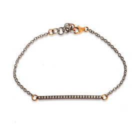 Bracelet pour homme Mano J avec barre en titane, 19 diamants blancs et or rouge 19 carats