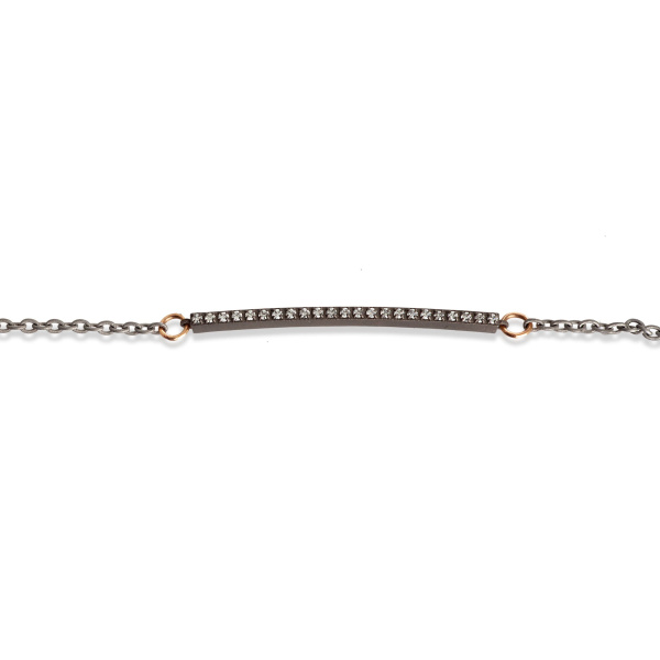 Bracelet pour homme Mano J avec barre en titane, 19 diamants blancs et or rouge 19 carats