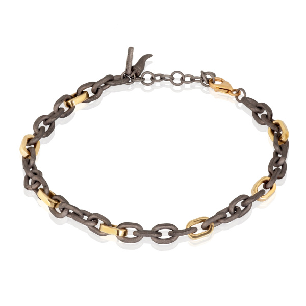 Bracelet pour homme Mano J avec chaîne en titane et or jaune 9 carats