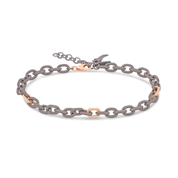 Bracelet pour homme Mano J avec chaîne en titane et or rouge 9 carats