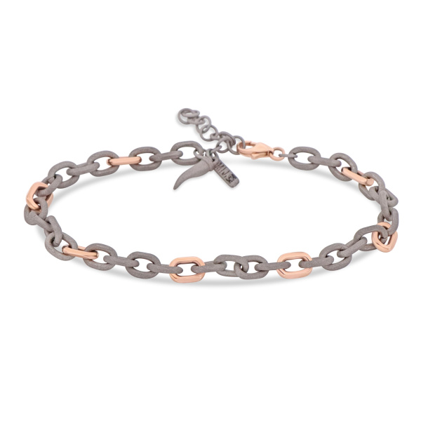 Bracelet pour homme Mano J avec chaîne en titane et or rouge 9 carats