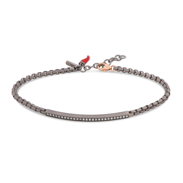 Bracelet pour homme Mano J avec chaîne Scooby-Doo et plaque en titane sertie de diamants blancs