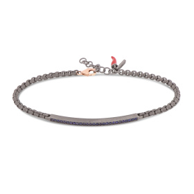Bracelet pour homme Mano J avec chaîne Scooby-Doo et plaque en titane sertie de saphirs bleus