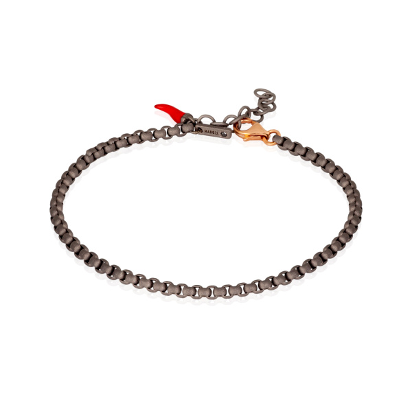 Bracelet pour homme Mano J avec chaîne Scooby-Doo en titane et or rouge 9 carats