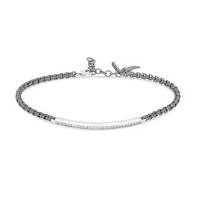 Bracelet pour homme Mano J avec chaîne Scooby-Doo en titane et plaqué or blanc 9 carats avec diamants blancs