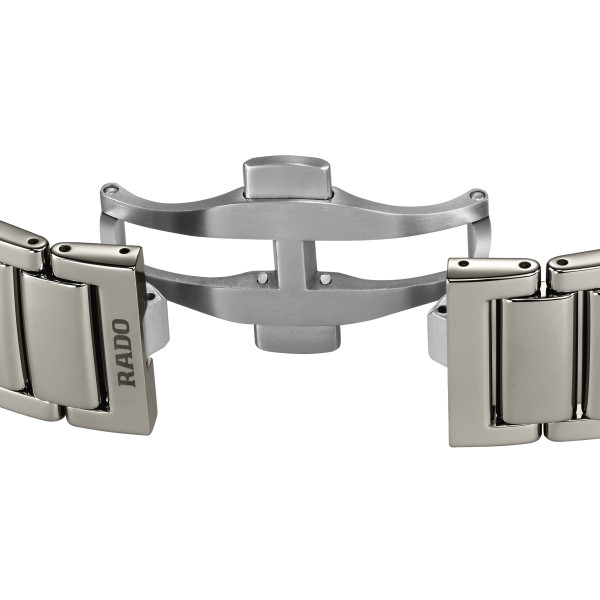 Montre Rado True Square Automatic Open Heart Sparkling Automatique Cadran Gris, Rhodium Bracelet Plasma