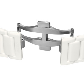 Montre Rado True Square Automatic Open Heart Sparkling Automatique Cadran Rhodium, Blanc Bracelet Blanc