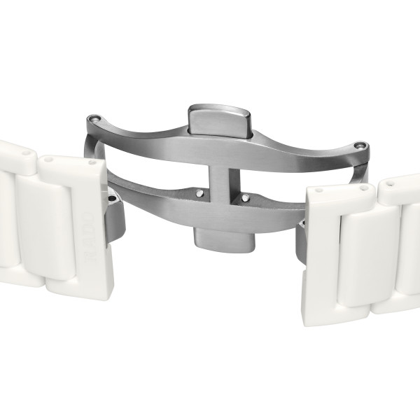 Montre Rado True Square Automatic Open Heart Sparkling Automatique Cadran Rhodium, Blanc Bracelet Blanc