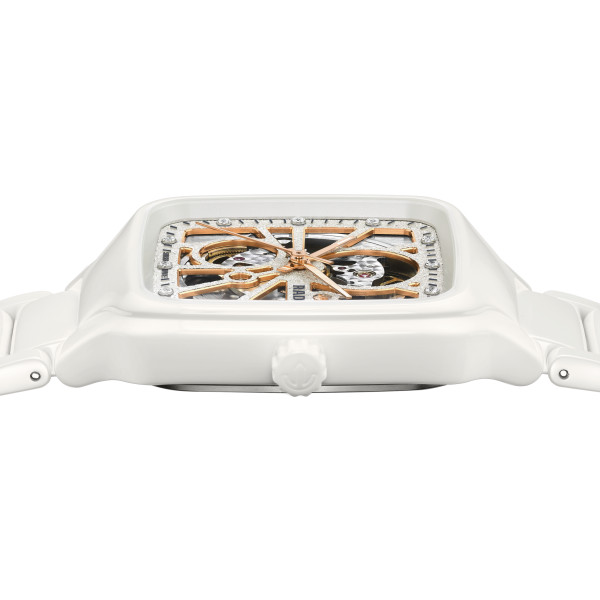 Montre Rado True Square Automatic Open Heart Sparkling Automatique Cadran Rhodium, Blanc Bracelet Blanc