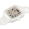Montre Rado True Square Automatic Open Heart Sparkling Automatique Cadran Rhodium, Blanc Bracelet Blanc