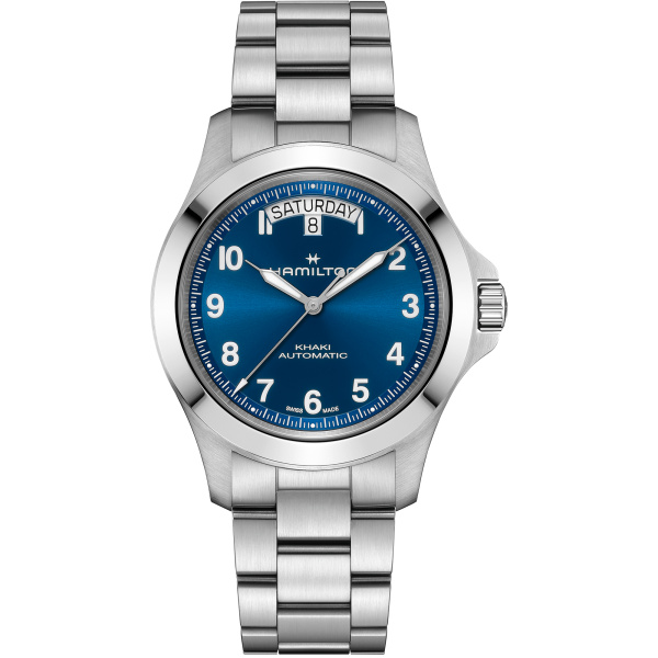 Montre Hamilton Khaki Field King Day-Date 40 mm Cadran Bleu Bracelet Acier