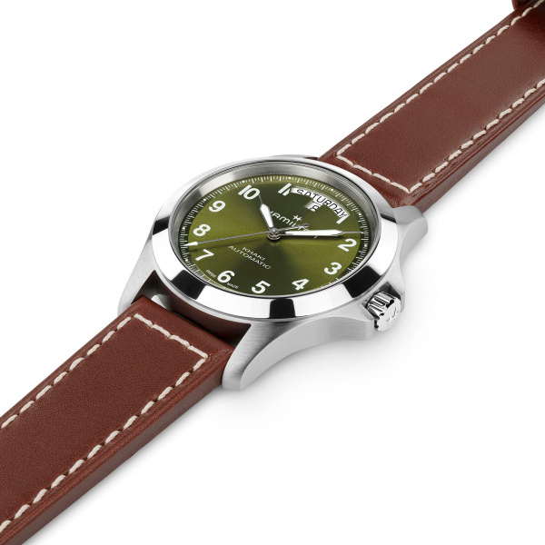 Montre Hamilton Khaki Field King Day-Date 40 mm Cadran Vert Bracelet Cuir de vachette