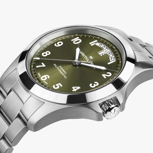 Montre Hamilton Khaki Field King Day-Date 40 mm Cadran Vert Bracelet Acier