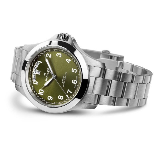 Montre Hamilton Khaki Field King Day-Date 40 mm Cadran Vert Bracelet Acier