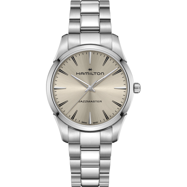 Montre Hamilton Jazzmaster Quartz 40 mm Cadran Beige Bracelet Acier
