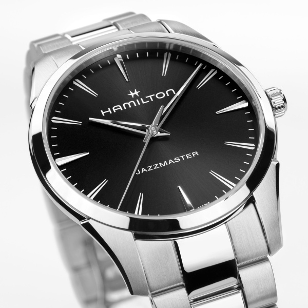 Montre Hamilton Jazzmaster Quartz 40 mm Cadran Noir Bracelet Acier