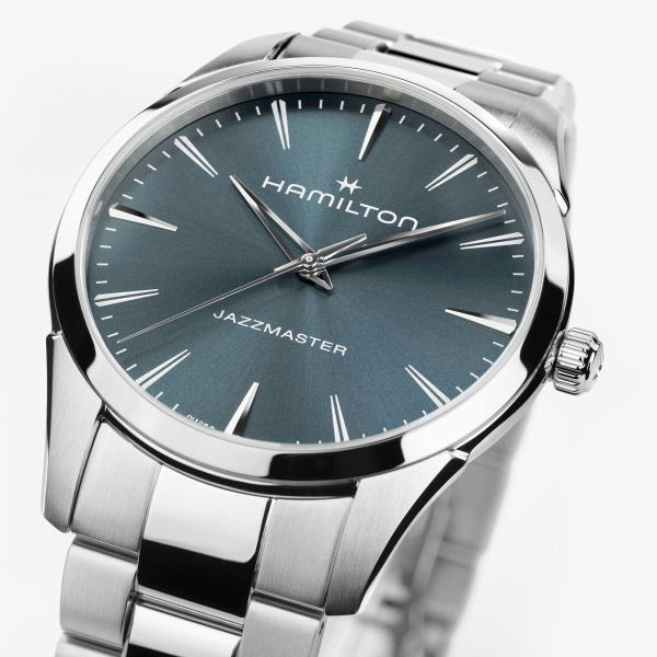 Montre Hamilton Jazzmaster Quartz 40 mm Cadran Bleu Bracelet Acier