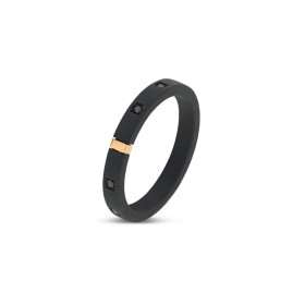 Bague pour homme Mano J en titane noir, or 18 carats et 10 diamants noirs
