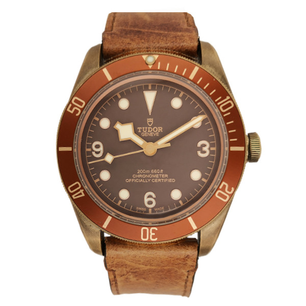 MONTRE OCCASION TUDOR HERITAGE BLACK BAY BRONZE BRACELET CUIR