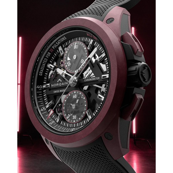 Montre Norqain Wild One 42mm Skeleton Chrono Édition limitée Bracelet Caoutchouc Noir