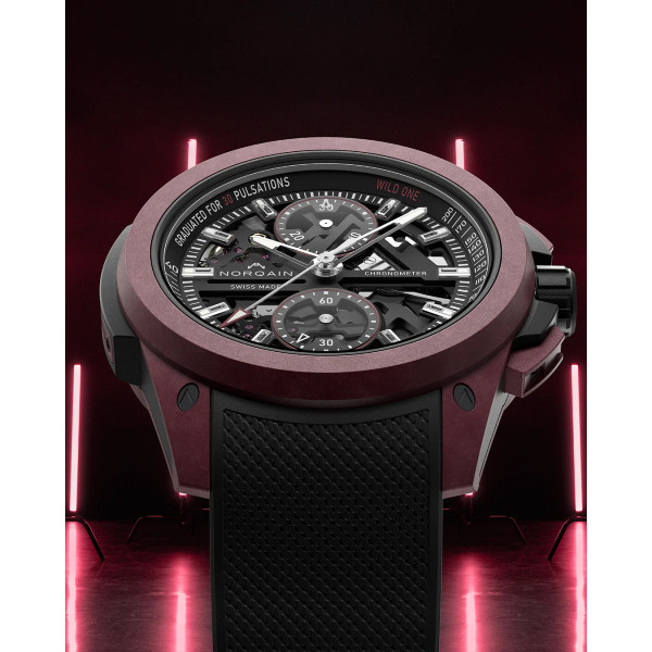 Montre Norqain Wild One 42mm Skeleton Chrono Édition limitée Bracelet Caoutchouc Noir