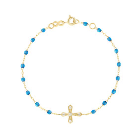 Bracelet gigi CLOZEAU Croix Vintage Diamant Or Jaune 17 cm