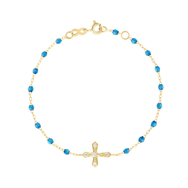 Bracelet gigi CLOZEAU Croix Vintage Diamant Or Jaune 17 cm