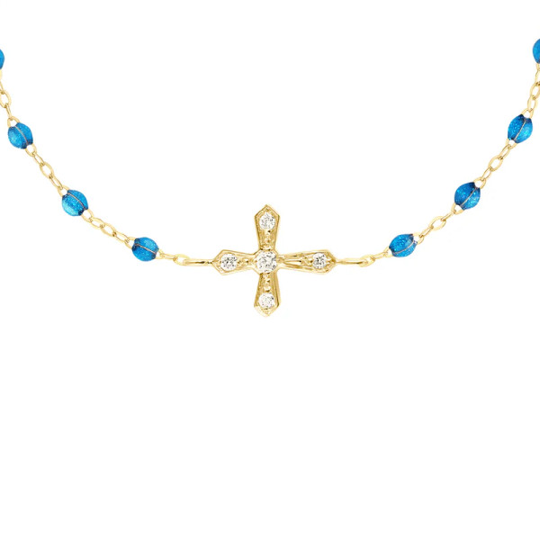 Bracelet gigi CLOZEAU Croix Vintage Diamant Or Jaune 17 cm