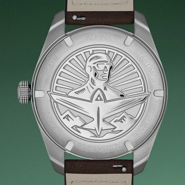 Montre Alpina Startimer Pilot Automatic 40mm Cadran Kaki Bracelet Cuir Brun